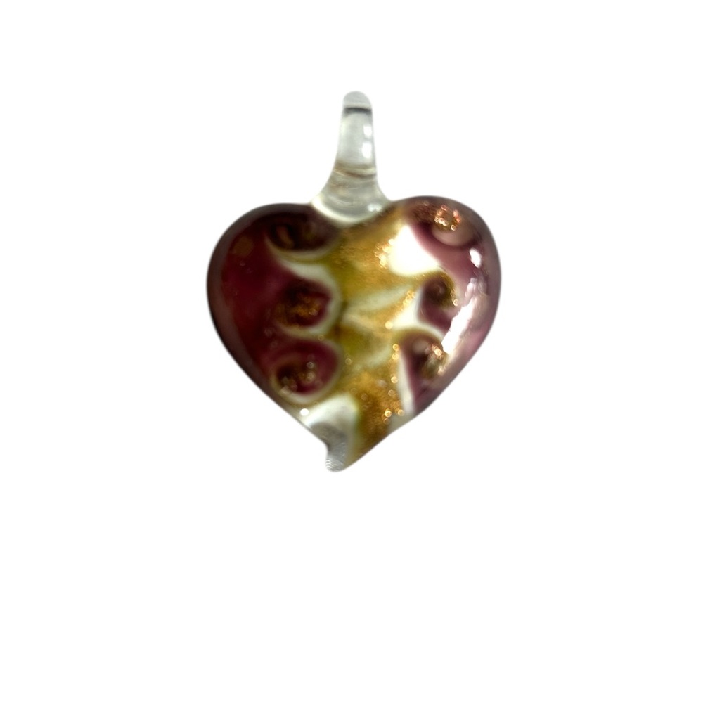 Dichroic Glass Elegant Gold White Purple Heart-Shaped Pendant
